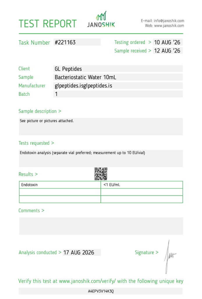BAC Water | 10ml lab report